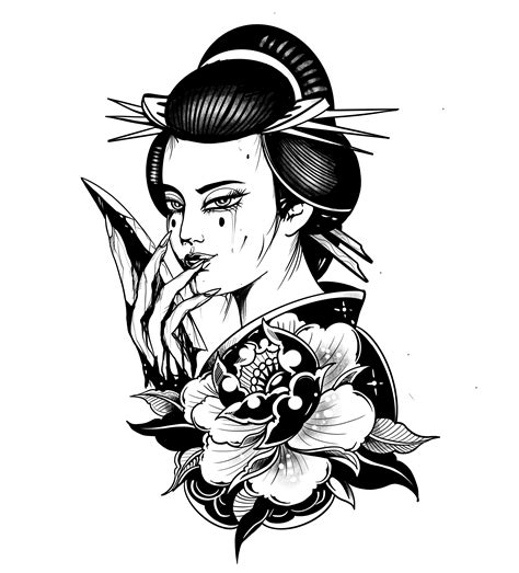 geisha by k blackwork tattoo tattoo sketches tattoo designs
