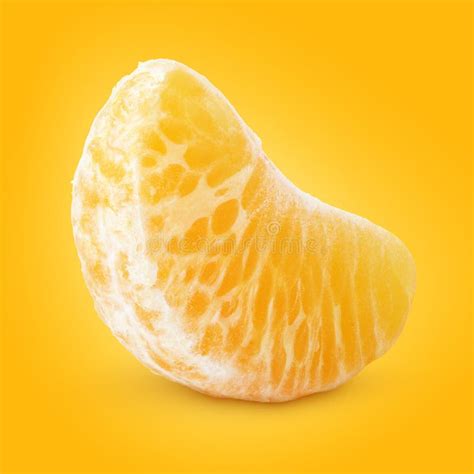 Slice Of Mandarin Orange Fruit Tangerine Isolated On White Stock