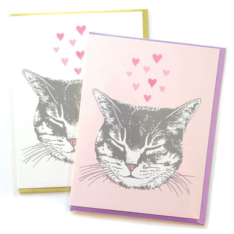 cat card blank cat cards happy cat greeting cards valentine etsy uk