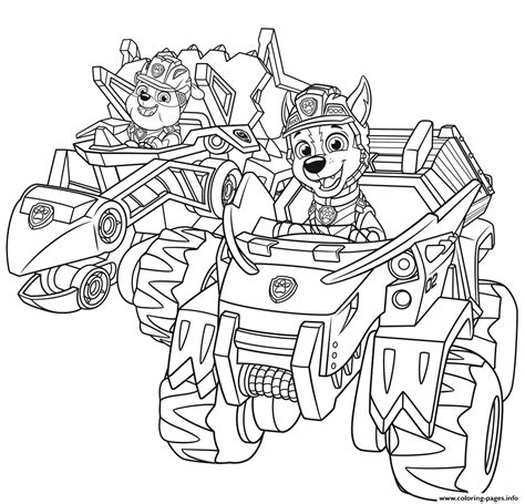paw patrol dino rescue cars coloring page printable