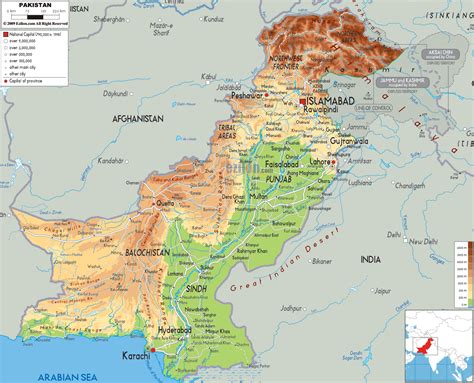 physical map  pakistan ezilon maps