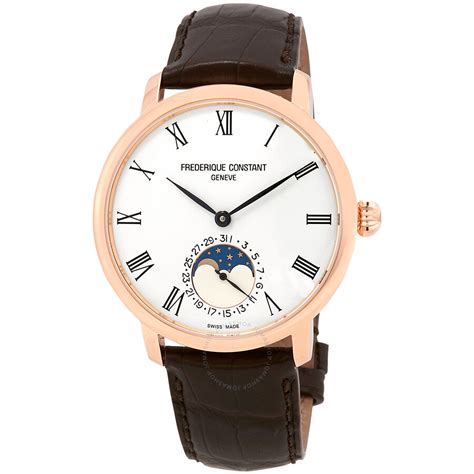frederique constant slimline moonphase automatic silver dial mens  fc wrs slim