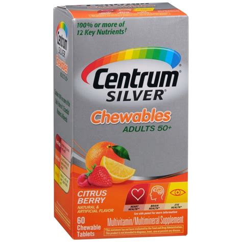 centrum silver adults  multivitaminmultimineral supplement chewables tablets citrus berry
