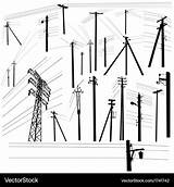 Pylon Power Silhouette Lines Voltage Vector Set High sketch template