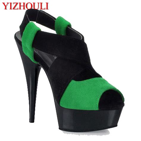 6 inch color block performance shoes 15cm high heeled shoes platform