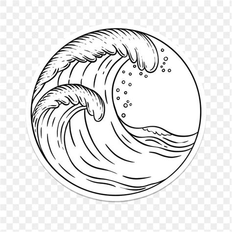 ocean waves outline sticker overlay   white border  image