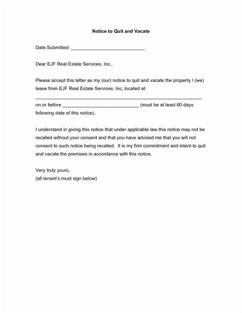 intent  vacate letter sample cover letters