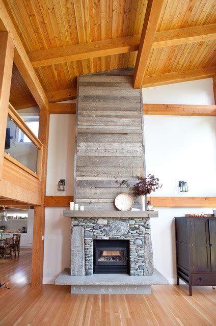 stone fireplace  reclaimed bargeboard finish