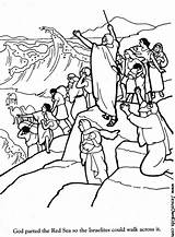 Moses Parting Exodus Israelites Cross Coloringhome sketch template