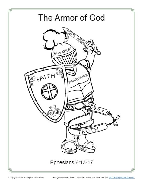 armor  god coloring sheet coloring pages