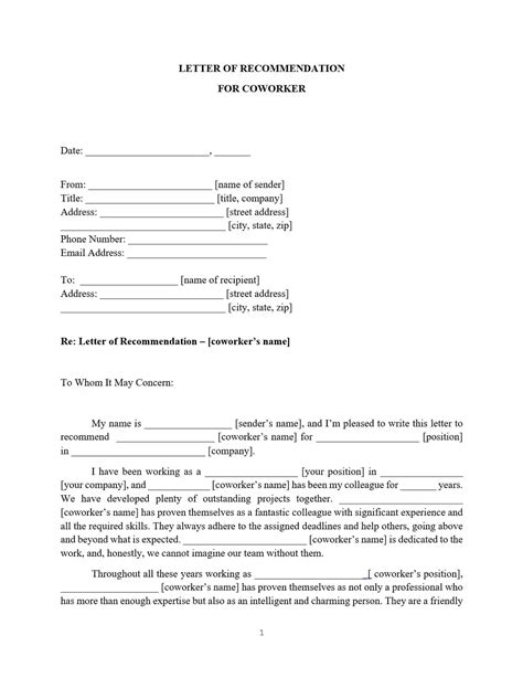 letter  recommendation  coworker sample reference letter