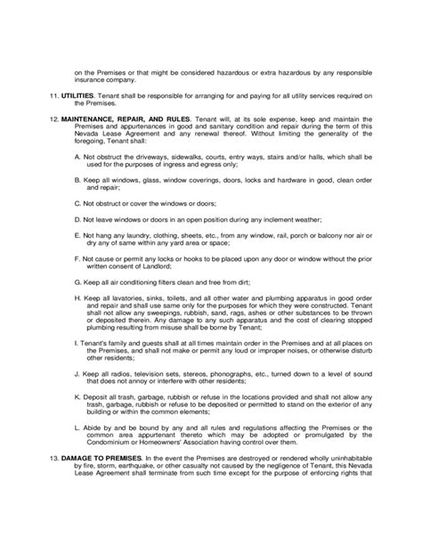 nevada residential lease agreement form