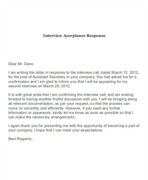 acceptance letter  examples format  examples