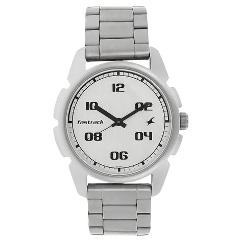 shop online fastrack watch with silver stainless steel strap for guys