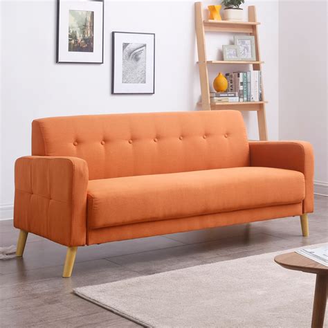 mid century modern sofa  stylish button tufted   single cushion walmartcom