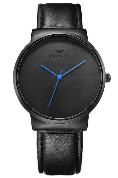 black minimalist men dress watch business casual quartz wrist watch