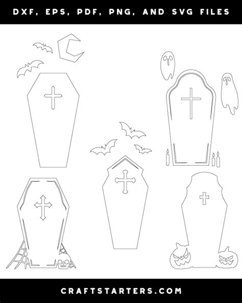 halloween coffin outline patterns dfx eps  png  svg cut files