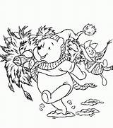 Coloring Winnie Pooh Christmas Pages Popular Disney sketch template
