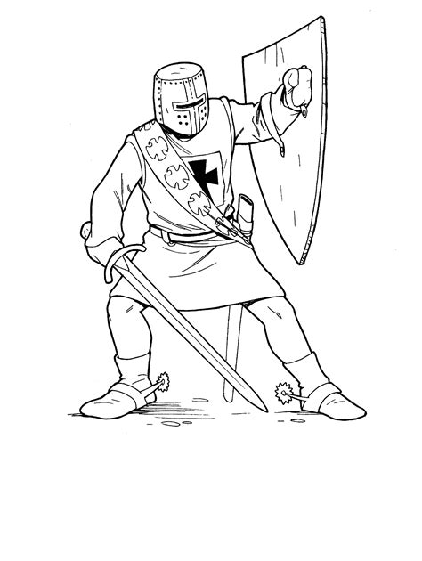 coloring page noble knight