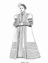 Renaissance Kleurplaat Kleurplaten Kleidung Engeland 1550 Malvorlage sketch template
