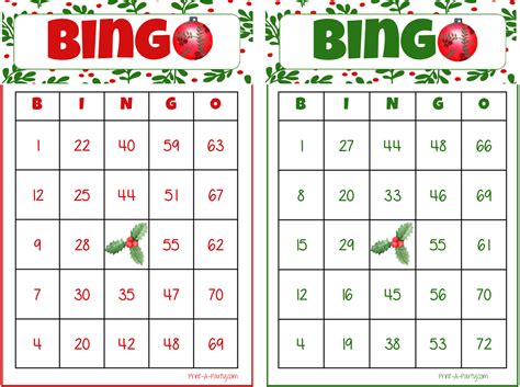christmas bingo cards  numbers pic nation