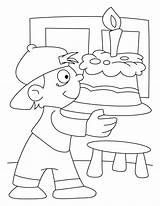 Coloring Birthday Pages Cake Boy Holding sketch template