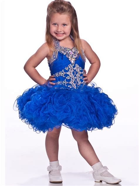 halter ruffled skirt girls short pageant dress by unique