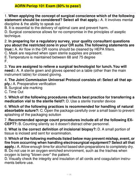 aorn periop  exam questions  answers  browsegrades