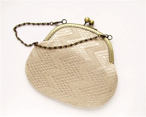 wedding beige clutch lace bridal purse frame handbag