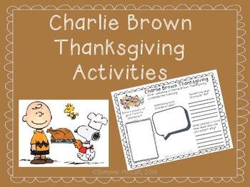 charlie brown thanksgiving activities  simone mccall tpt
