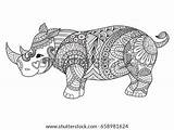 Rhino Zentangle Shutterstock Rhinoceros sketch template