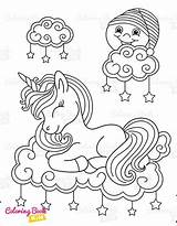 Colorare Unicorno Coloring Nuvole sketch template
