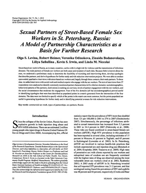 pdf sexual partners of street based female sex workers in st