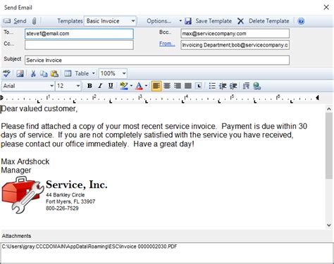 emailing invoices  quotes desco