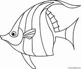 Coloring Fish Angelfish Pages Drawings Angel Outline Print Vector Printable Easy Drawing Illustration sketch template