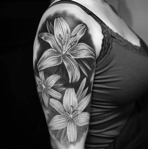 lily flower tattoo black and white super tattoo