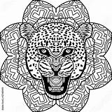 Mandala Jaguar Coloring Vector Circular Stern Antistress Element Pattern Background Book Comp Contents Similar Search sketch template