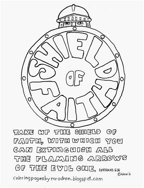 coloring pages  kids   adron  shield  faith