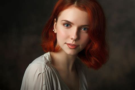 wallpaper face women redhead model depth of field simple
