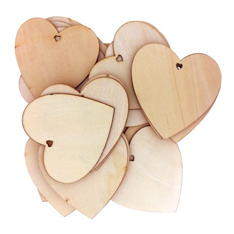 pack  wooden heart decorations tinyyo