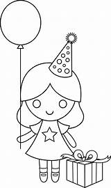 Coloring Birthday Girl Drawing Kids Girls Happy Clipart Pages Clip Drawings Line Cute Cliparts Sweetclipart Child Transparent Getdrawings Paintingvalley Colorable sketch template