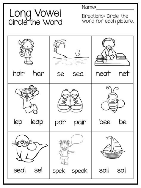 printable long vowel words worksheets st  grade ela worksheets