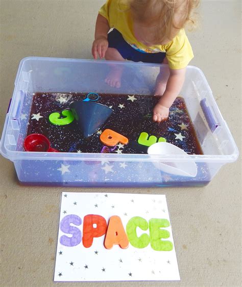 outer space water sensory bin activity mama  littles space
