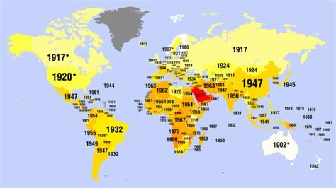women s suffrage mapped the year women got the vote by country