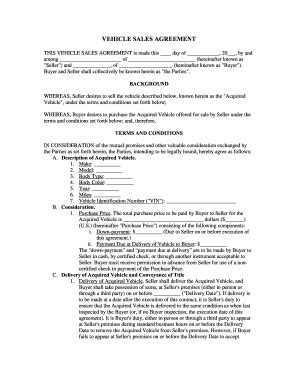 printable motor vehicle purchase agreement forms  templates