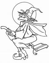 Witch Coloring Pages Halloween Kids Printable Vacuum Witches Colouring Broom Cleaner Flying sketch template