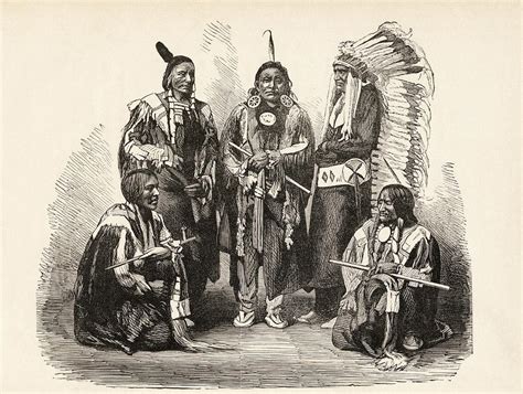 A Group Of Sioux Indians Drawing By Vintage Design Pics