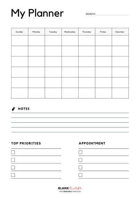 monthly planner template designs  printable