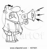Megaphone Yelling Through Illustration Outlined Angry Boss Clipart Royalty Shouting Toon Hit Rf Businesswoman Bossy Remarks Caucasian Vector sketch template