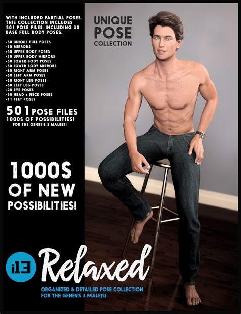 i13 relaxed pose collection for the genesis 3 male s daz 3d